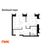 Планировка однокомнатной(квартира) площадью 31.7 квадратных метров в “ЖК Зеленый парк”