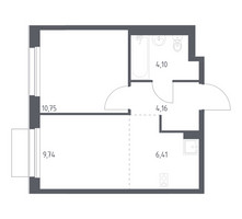 Планировка однокомнатной(квартира) площадью 35.16 квадратных метров в “ЖК Новое Внуково”