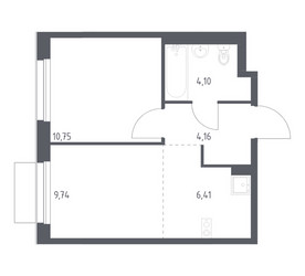 Планировка однокомнатной(квартира) площадью 35.16 квадратных метров в ЖК “ЖК Новое Внуково”