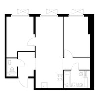 Планировка двухкомнатной(квартира) площадью 56.3 квадратных метров в “ЖК Люблинский парк”