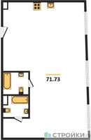 Планировка двухкомнатной(квартира) площадью 72.2 квадратных метров в “Квартал Foriver”