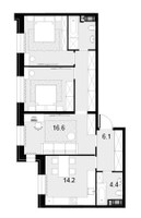 Планировка трехкомнатной(квартира) площадью 78.5 квадратных метров в “ЖК Театральный квартал”