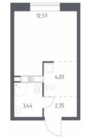 Планировка студии(квартира) площадью 23 квадратных метров в “ЖК Цветочные Поляны”