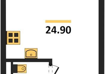 Планировка студии(квартира) площадью 24.9 квадратных метров в ЖК “ЖК Обручева 30”