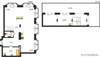 Планировка двухкомнатной(квартира) площадью 124.3 квадратных метров в “ЖК Квартал Метроном”