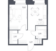 Планировка однокомнатной(апартаменты) площадью 35.42 квадратных метров в “ЖК Апарт-отель Тропарево парк”