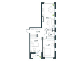 Планировка двухкомнатной(квартира) площадью 61.32 квадратных метров в “ЖК Город в лесу (Микрогород В лесу)”