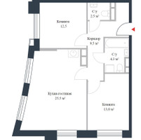 Планировка трехкомнатной(квартира) площадью 67.3 квадратных метров в “ЖК Ривер Парк Коломенский”
