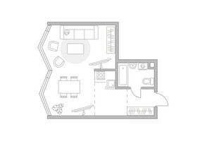 Планировка однокомнатной(квартира) площадью 39.65 квадратных метров в “ЖК Мневники от Гранель”