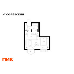 Планировка студии(квартира) площадью 29.9 квадратных метров в ЖК “ЖК Ярославский”