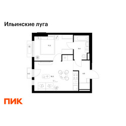 Планировка однокомнатной(квартира) площадью 36.8 квадратных метров в ЖК “ЖК Ильинские луга”
