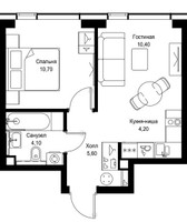 Планировка однокомнатной(квартира) площадью 35 квадратных метров в “Мультиквартал СИТИДЗЕН”