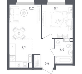 Планировка однокомнатной(квартира) площадью 35.2 квадратных метров в ЖК “ЖК Ольховый Квартал”