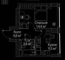 Планировка однокомнатной(квартира) площадью 32.3 квадратных метров в “ЖК СЕЗАР БУДУЩЕЕ”