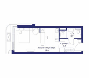Планировка студии(квартира) площадью 28.42 квадратных метров в ЖК “ЖК Остров”