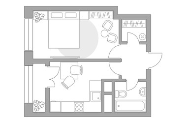 Планировка однокомнатной(квартира) площадью 32.68 квадратных метров в ЖК “ЖК Пехра”