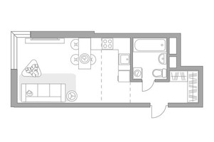 Планировка студии(квартира) площадью 28.76 квадратных метров в “ЖК Императорские Мытищи”