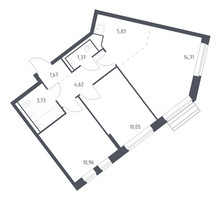 Планировка двухкомнатной(квартира) площадью 52.4 квадратных метров в “ЖК Рублевский Квартал”