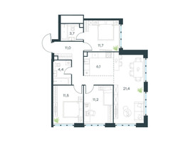 Планировка 4+ комнатной(квартира) площадью 81 квадратных метров в “ЖК Level Южнопортовая”