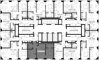 Планировка двухкомнатной(квартира) площадью 52.2 квадратных метров в ЖК “ЖК SET (Сет)”