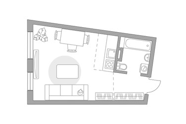 Планировка студии(квартира) площадью 29.06 квадратных метров в ЖК “ЖК Аникеевский”