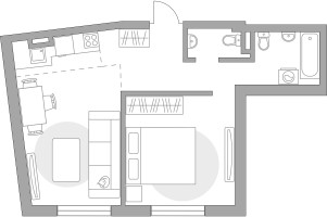 Планировка двухкомнатной(квартира) площадью 44.72 квадратных метров в “ЖК Аникеевский”