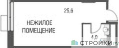 Планировка студии(квартира) площадью 29.8 квадратных метров в ЖК “ЖК Резиденции Архитекторов”