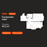 Планировка однокомнатной(квартира) площадью 43.2 квадратных метров в “ЖК Саларьево парк”