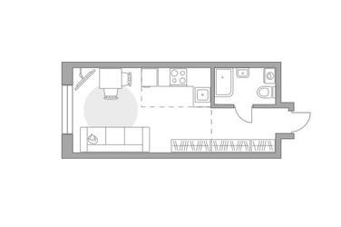 Планировка студии(квартира) площадью 29.29 квадратных метров в ЖК “ЖК Дубровка от Гранель”