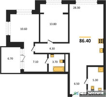 Планировка двухкомнатной(квартира) площадью 86.4 квадратных метров в “ЖК МОНС”