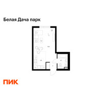 Планировка студии(квартира) площадью 28.5 квадратных метров в “ЖК Белая Дача парк”