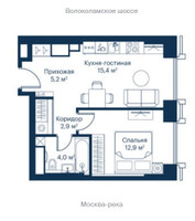 Планировка однокомнатной(квартира) площадью 40.2 квадратных метров в “ЖК City bay (Сити Бэй)”