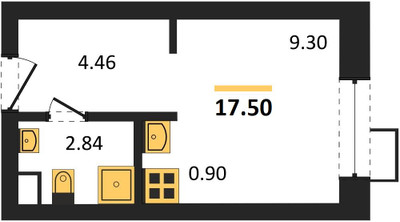 Планировка студии (апартаменты) площадью 17.5 квадратных метров в ЖК “N’ICE LOFT”