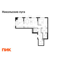 Планировка двухкомнатной(квартира) площадью 66.6 квадратных метров в “ЖК Никольские луга”