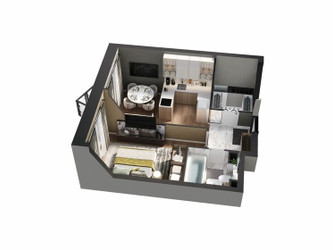 Планировка однокомнатной(квартира) площадью 36.9 квадратных метров в ЖК “ЖК Трилогия Кристалл”