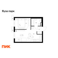 Планировка однокомнатной(квартира) площадью 32.4 квадратных метров в “ЖК Яуза Парк (Мытищи)”