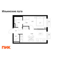 Планировка однокомнатной(квартира) площадью 35.41 квадратных метров в “ЖК Ильинские луга”