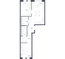Планировка двухкомнатной(квартира) площадью 57.45 квадратных метров в “ЖК Квартал Ивакино”