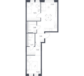 Планировка двухкомнатной(квартира) площадью 57.45 квадратных метров в ЖК “ЖК Квартал Ивакино”