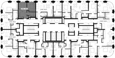 Планировка однокомнатной(квартира) площадью 34.5 квадратных метров в ЖК “ЖК SET (Сет)”