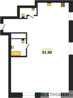 Планировка трехкомнатной(квартира) площадью 91.9 квадратных метров в “ЖК Лайм”