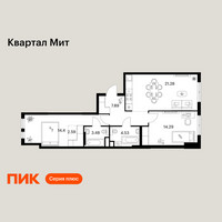 Планировка двухкомнатной(квартира) площадью 68.46 квадратных метров в “Квартал Мит”