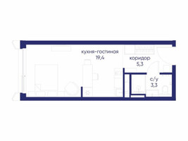Планировка студии(квартира) площадью 28.02 квадратных метров в “ЖК Остров”