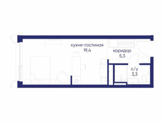 Планировка студии(квартира) площадью 28.02 квадратных метров в ЖК “ЖК Остров”