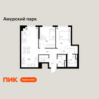 Планировка двухкомнатной(квартира) площадью 60.2 квадратных метров в “ЖК Амурский парк”