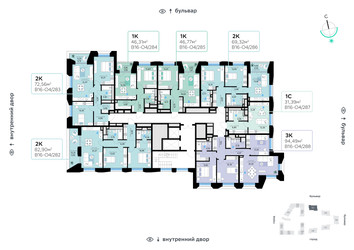 Планировка трехкомнатной(квартира) площадью 94.49 квадратных метров в ЖК “СберСити в Рублево-Архангельском”