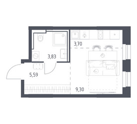 Планировка студии(квартира) площадью 22.42 квадратных метров в ЖК “ЖК Квартал Строгино”