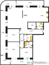 Планировка трехкомнатной(квартира) площадью 183.3 квадратных метров в ЖК “Квартал Foriver”
