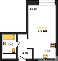 Планировка студии(квартира) площадью 28.4 квадратных метров в “ЖК INJOY (Инджой)”