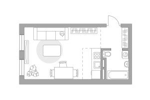 Планировка студии(квартира) площадью 27.79 квадратных метров в “ЖК Аникеевский”